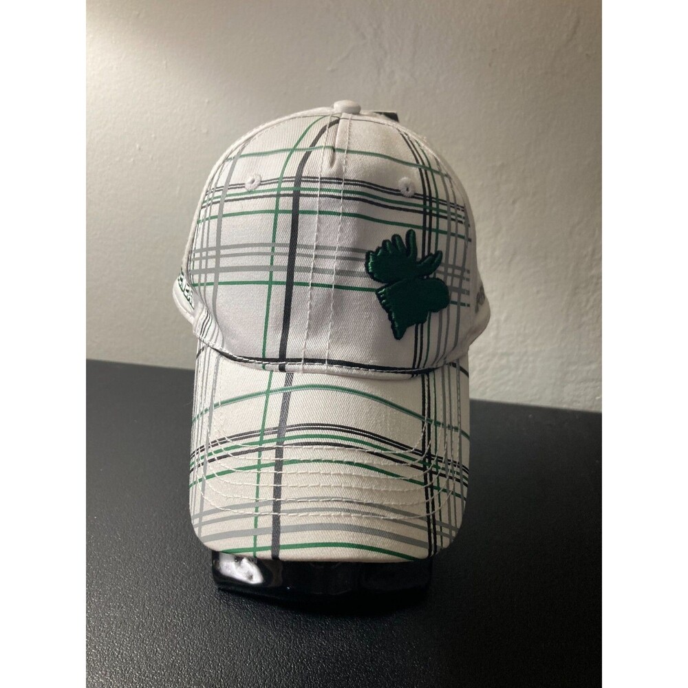 Moosehead Brewery Beer OSFA Snapback Karbon Plaid White Green Logo Hat